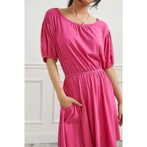 Daily Practice by Anthropologie Mini Dress Solid Pink Puffed Sleeve XS 223302